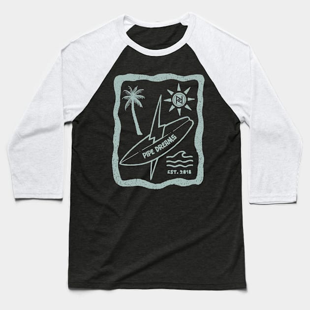 Lightning surf Baseball T-Shirt by Pipe Dreams Clothing Co.